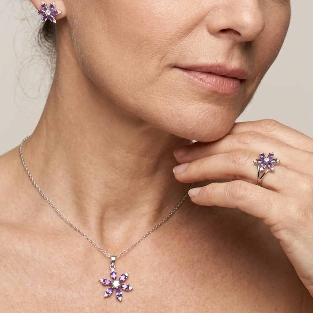 Amethyst Jewellery Set | White Gold