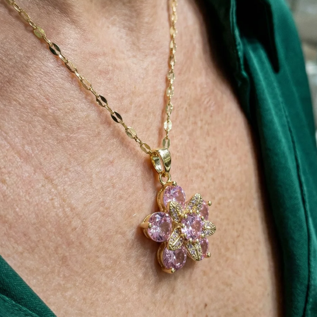Amorea Flower Chain in Pink | Rose Gold