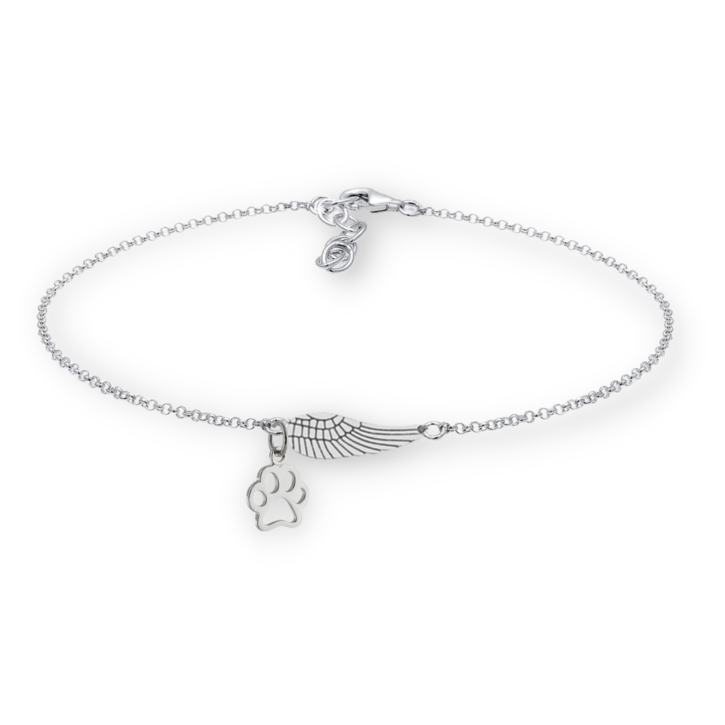 Memorial Bracelet made of White Gold with Angel Hair and Impression, Handmade