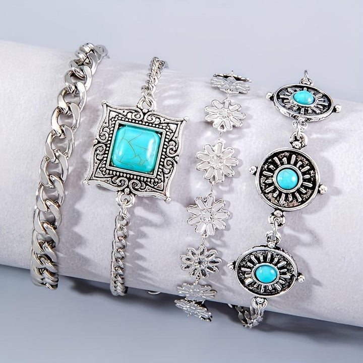 Rainbow Stone Bracelet Set | White Gold