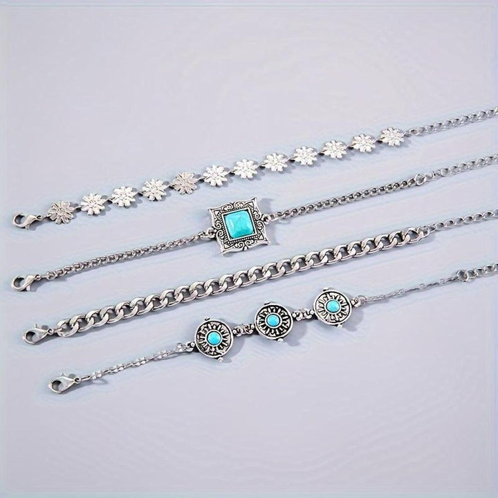 Rainbow Stone Bracelet Set | White Gold