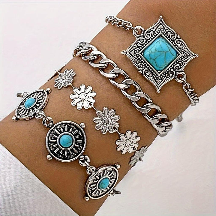 Rainbow Stone Bracelet Set | White Gold