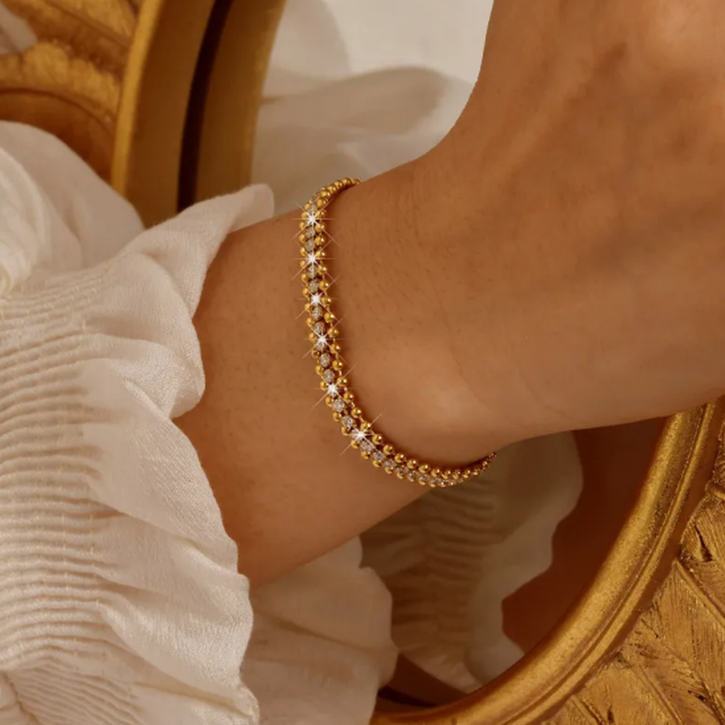 Stainless Steel Bracelet with Diamond Chain