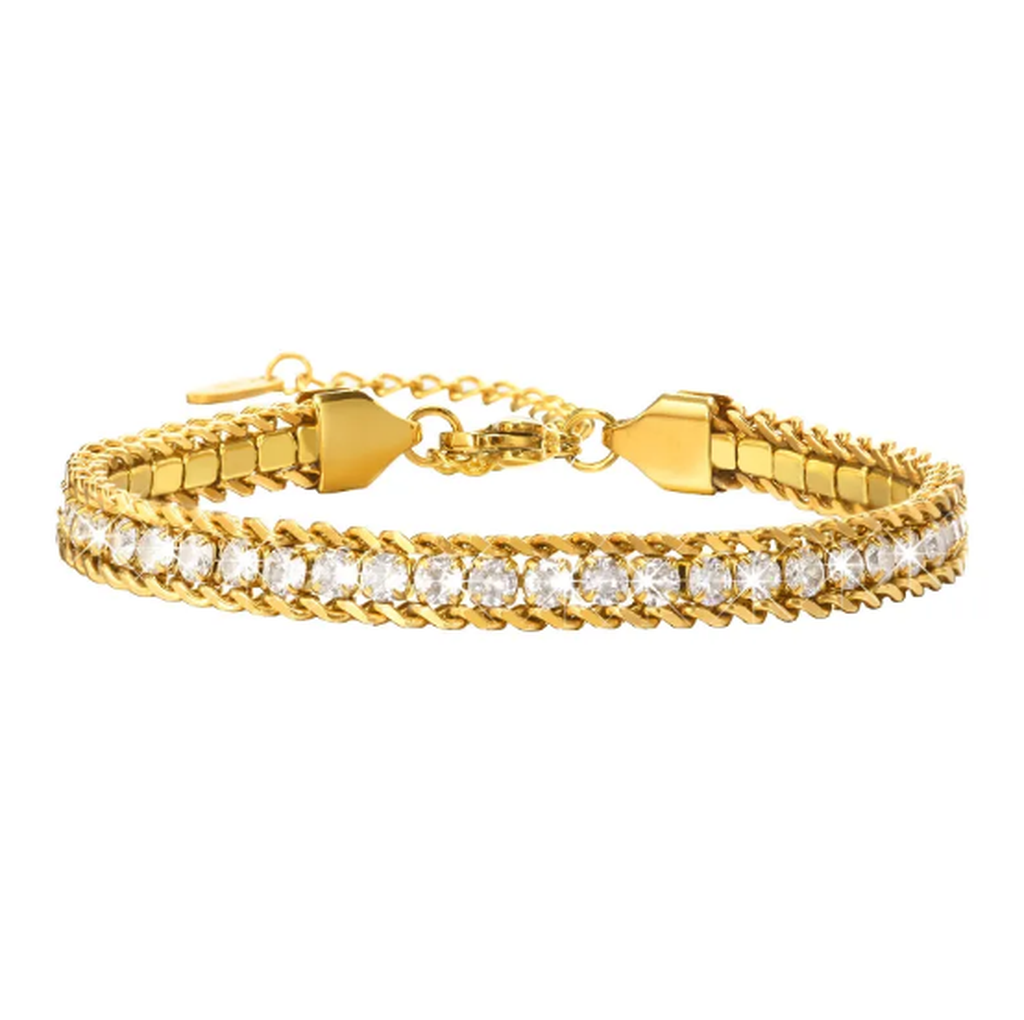Stainless Steel Bracelet with Diamond Chain