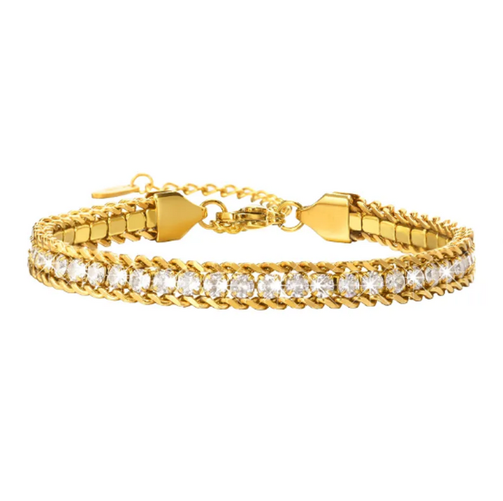 Stainless Steel Bracelet with Diamond Chain