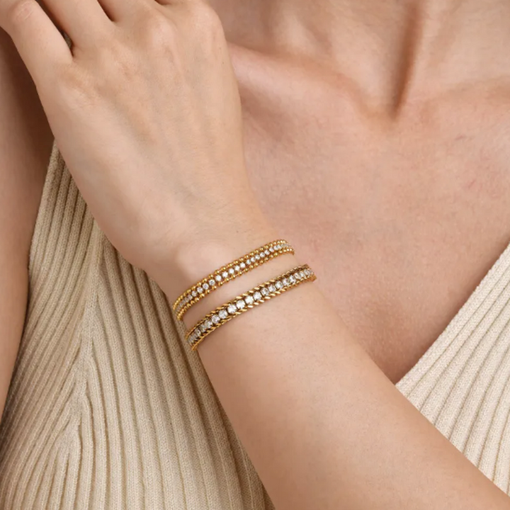 Stainless Steel Bracelet with Diamond Chain