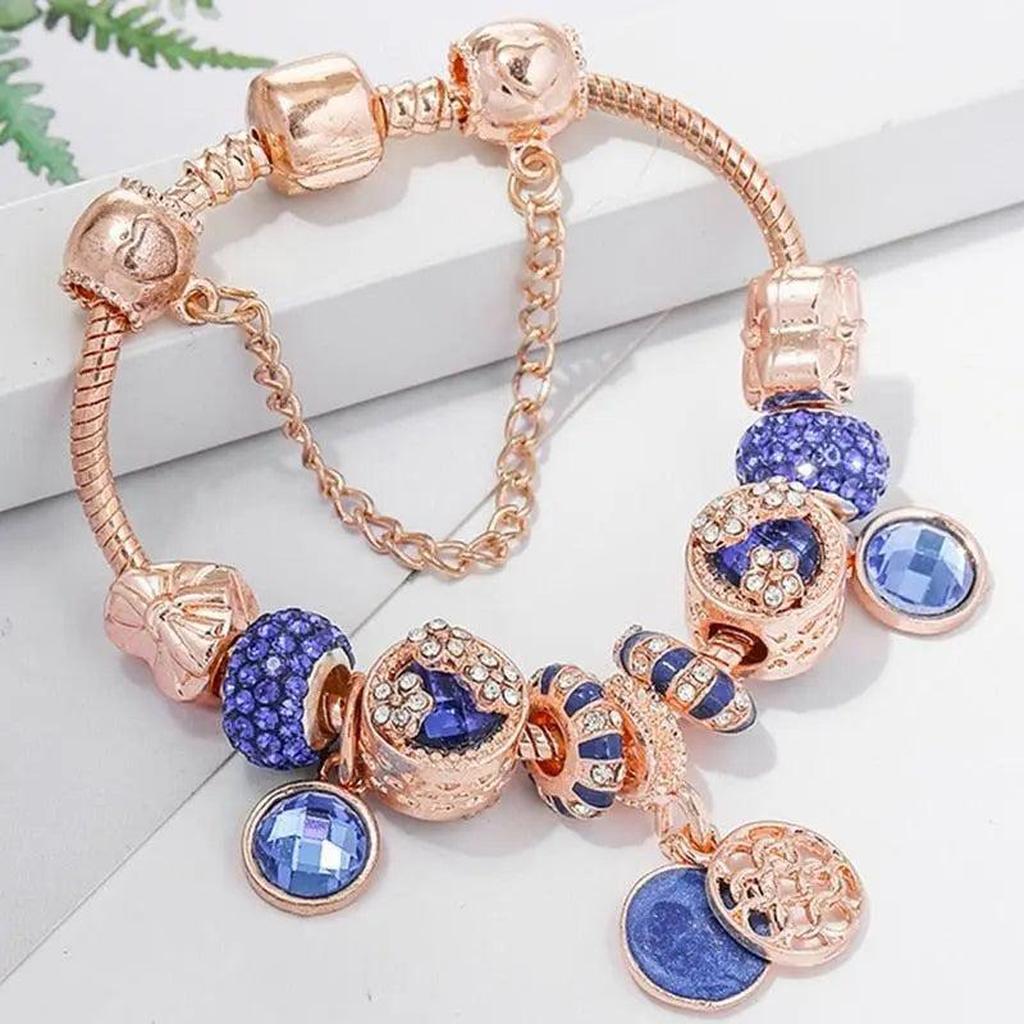 Rose Gold and Blue Crystal Bracelet