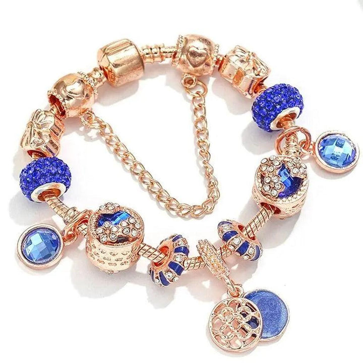 Rose Gold and Blue Crystal Bracelet