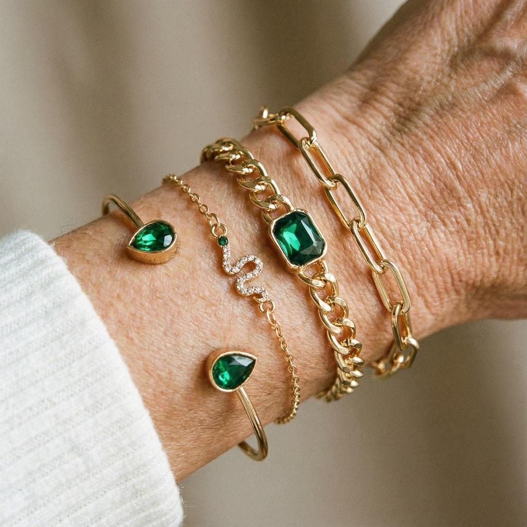 Bracelet with Green Crystals