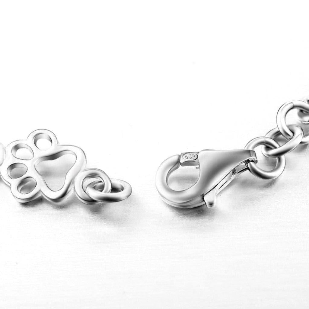 Bracelet with Hanging Dog Paws and Bones in White Gold, Limited Edition