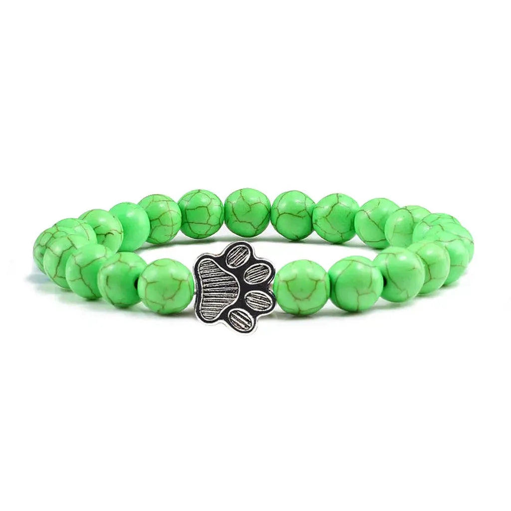 Bracelet with Paw-Shaped Natural Stone Beads