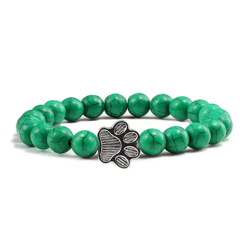 Bracelet with Paw-Shaped Natural Stone Beads