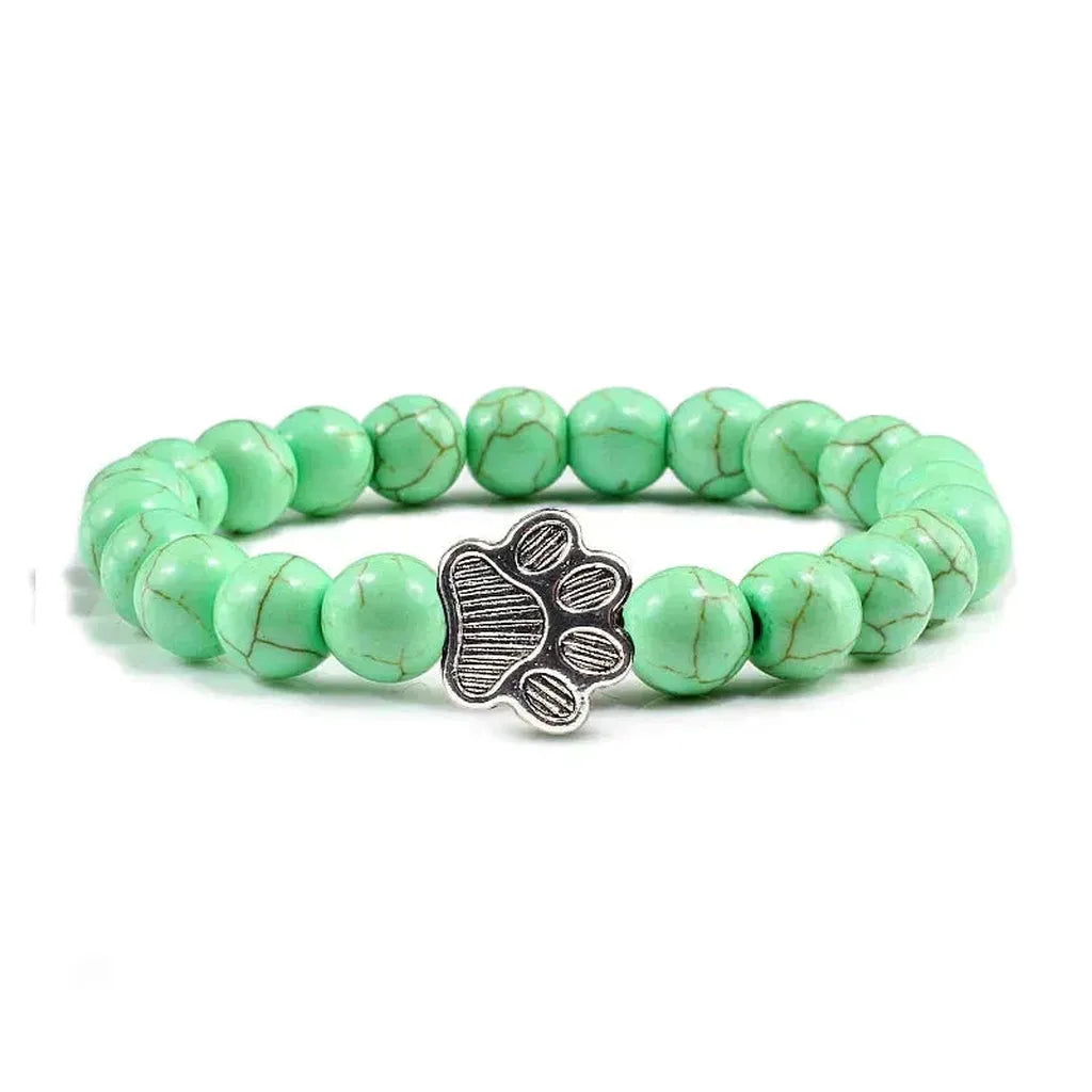 Bracelet with Paw-Shaped Natural Stone Beads