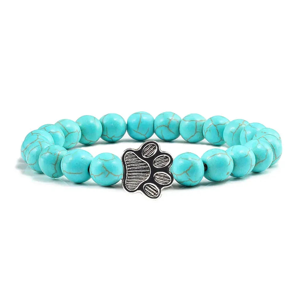 Bracelet with Paw-Shaped Natural Stone Beads