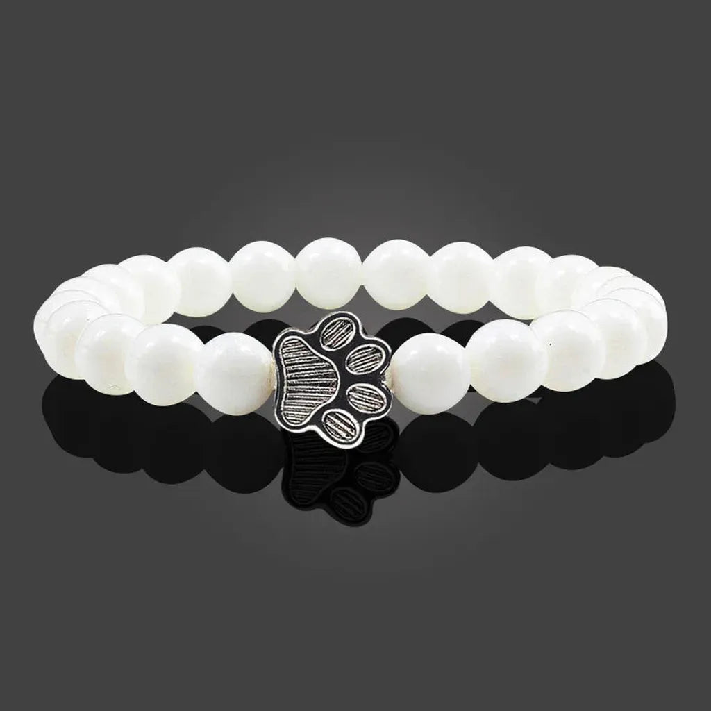 Bracelet with Paw-Shaped Natural Stone Beads