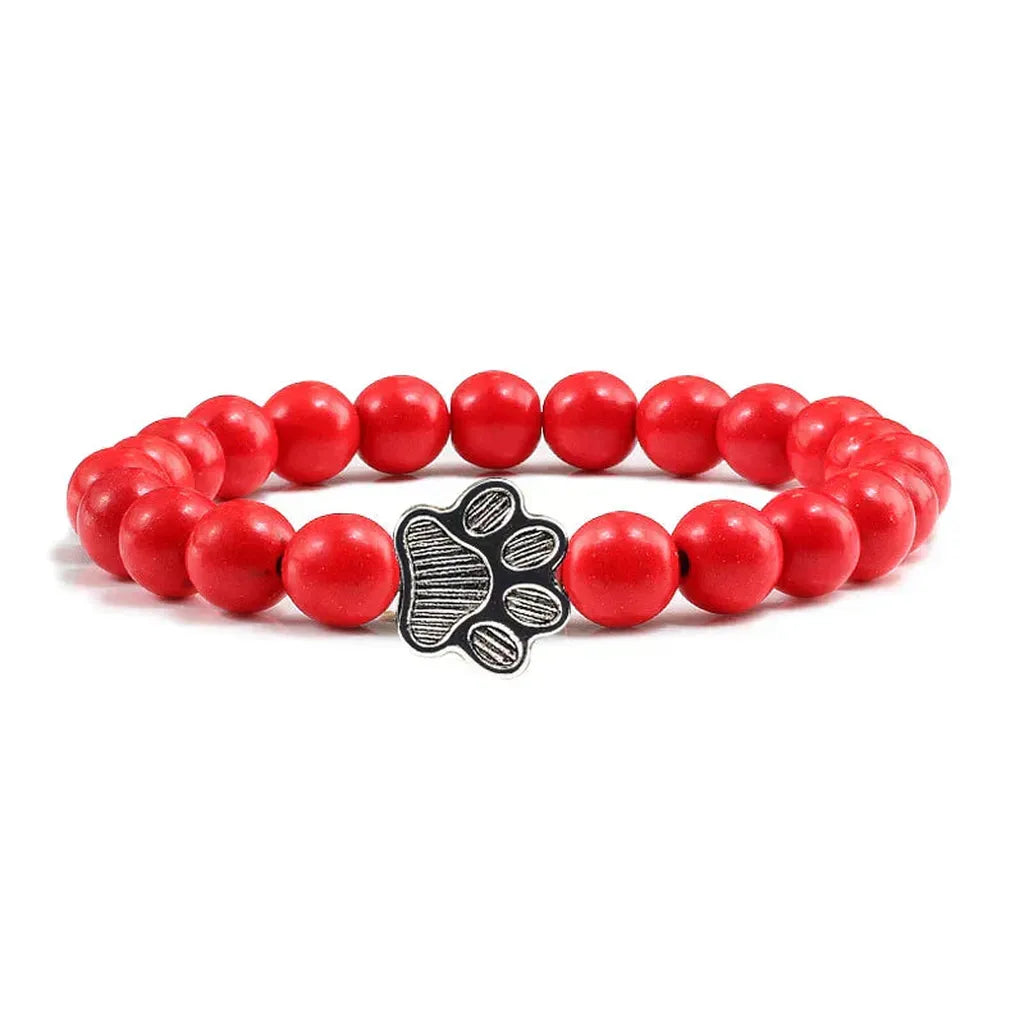Bracelet with Paw-Shaped Natural Stone Beads
