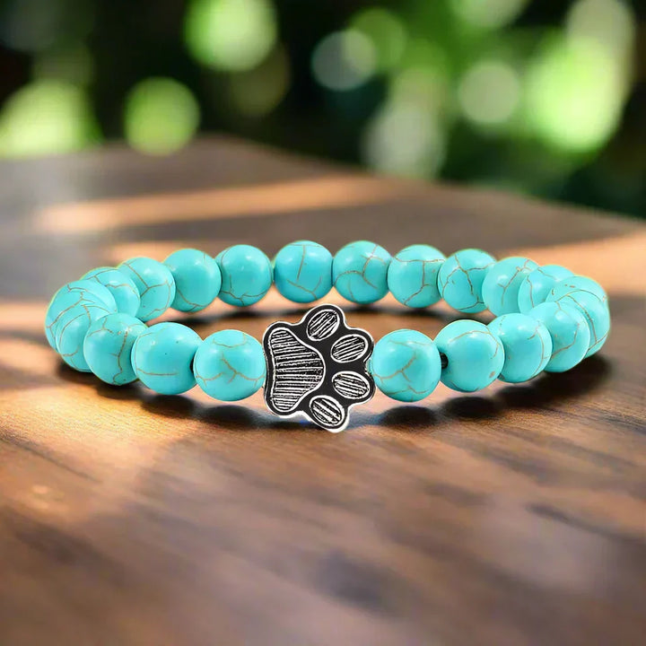 Bracelet with Paw-Shaped Natural Stone Beads