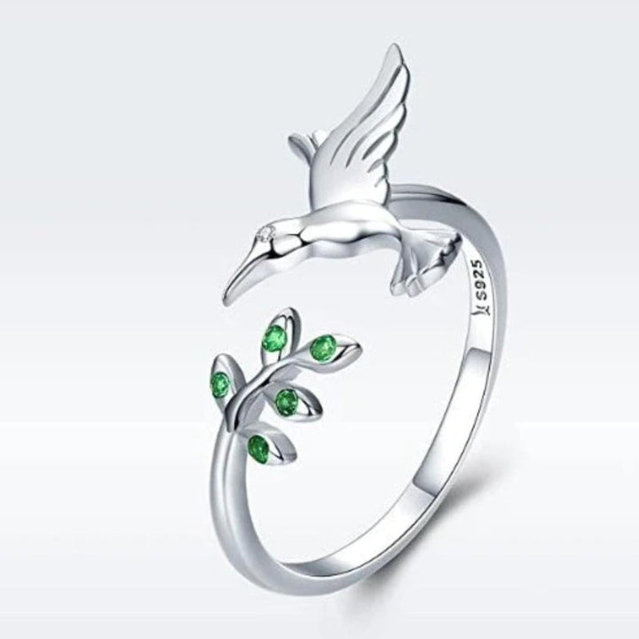 Chameleon Ring with Green Diamonds in White Gold
