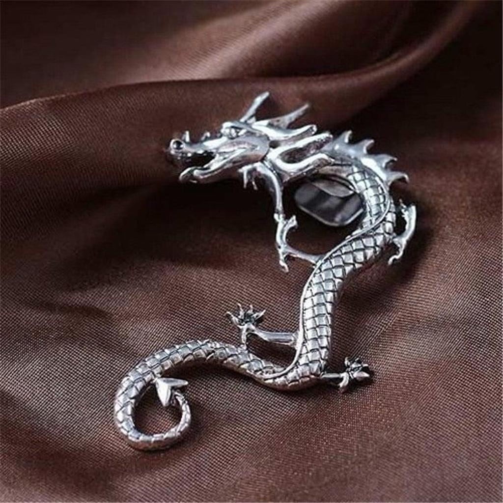 Dragon Earrings in White Gold