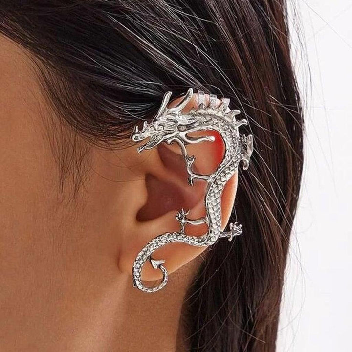 Dragon Earrings in White Gold