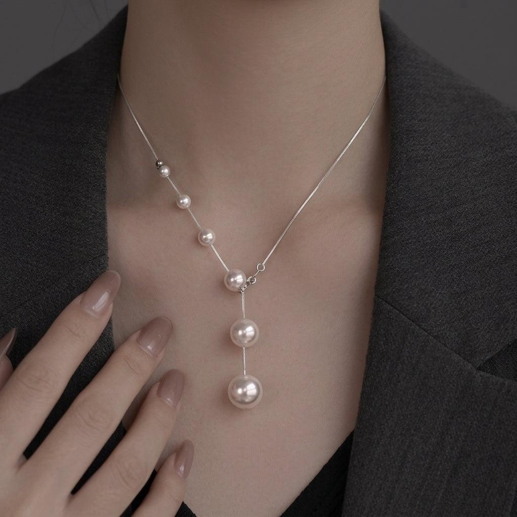 Elegant Necklace with Hanging Pearls