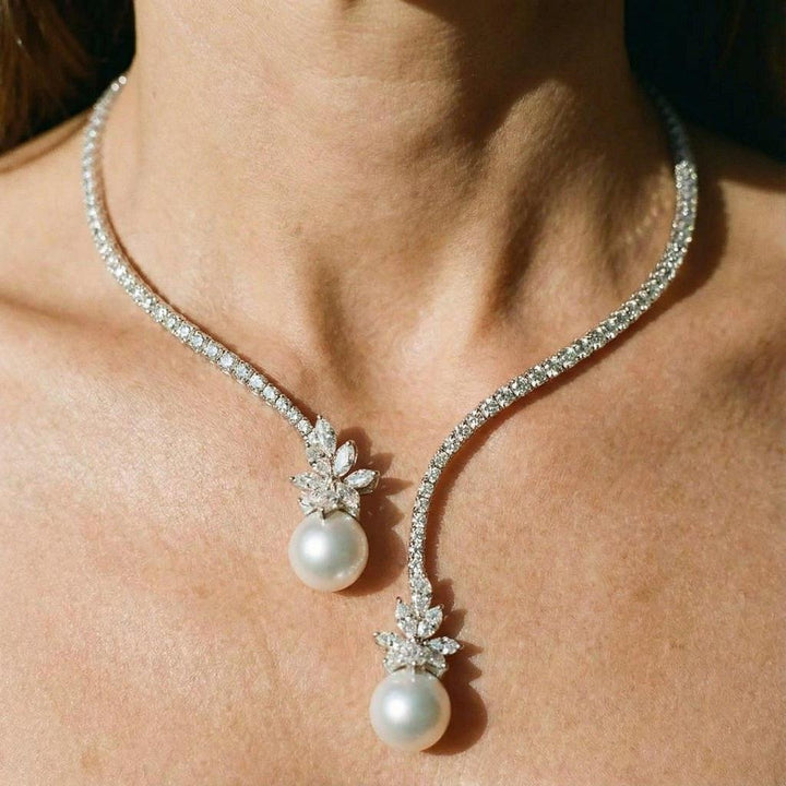Elegant and Radiant Silver Pearl Necklace