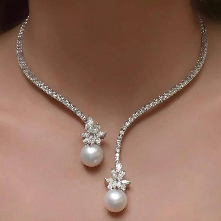 Elegant and Radiant Silver Pearl Necklace