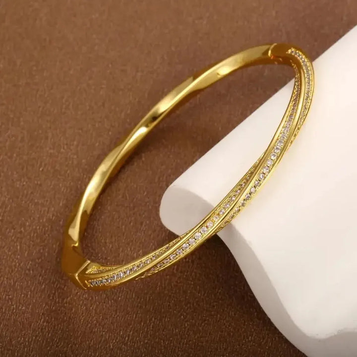 Elegant Crystal Bracelet with Two Rows in Gold