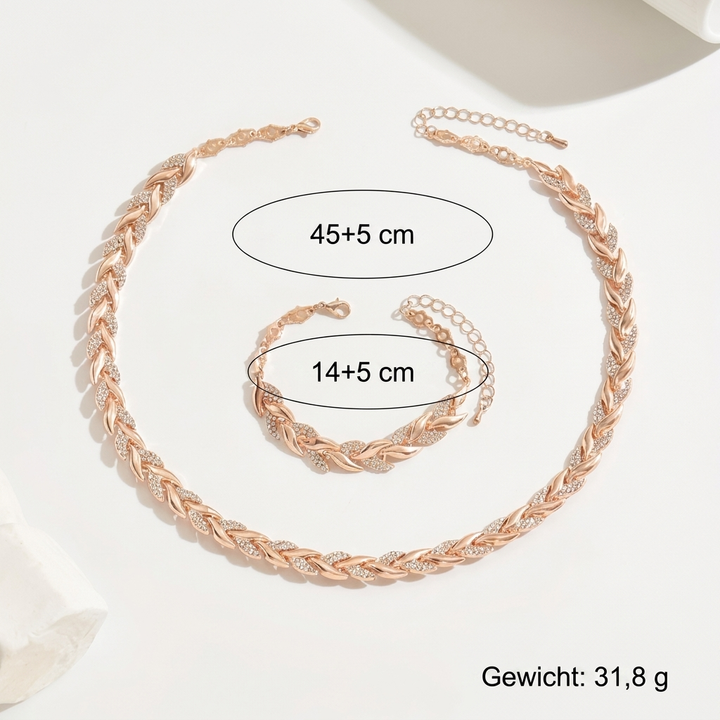 Elegant Braid Chain Set with Stones