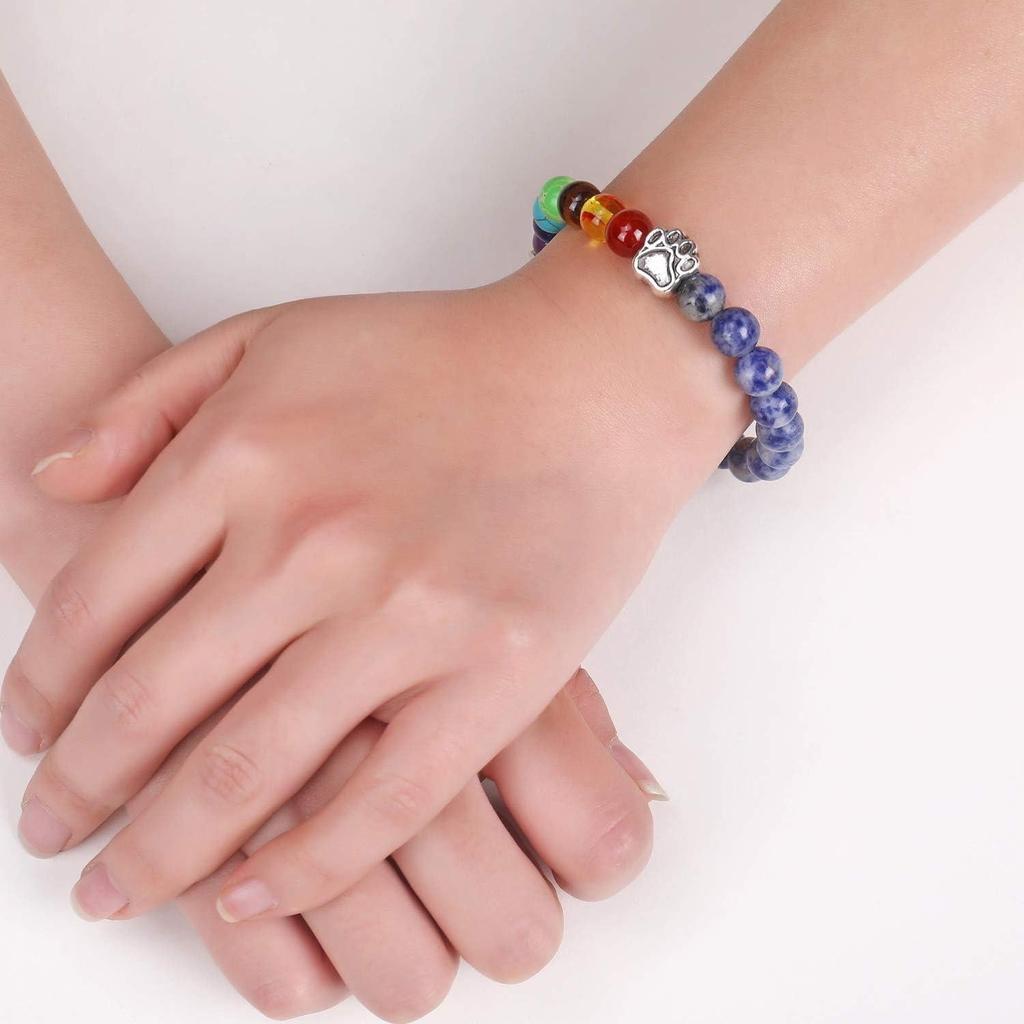 Memorial Bracelet Heavenly Bridge with 7 Chakra Beads, Gift for the Loss of a Pet