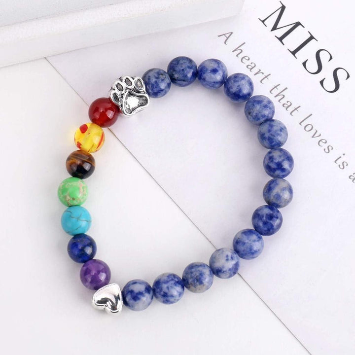 Memorial Bracelet Heavenly Bridge with 7 Chakra Beads, Gift for the Loss of a Pet
