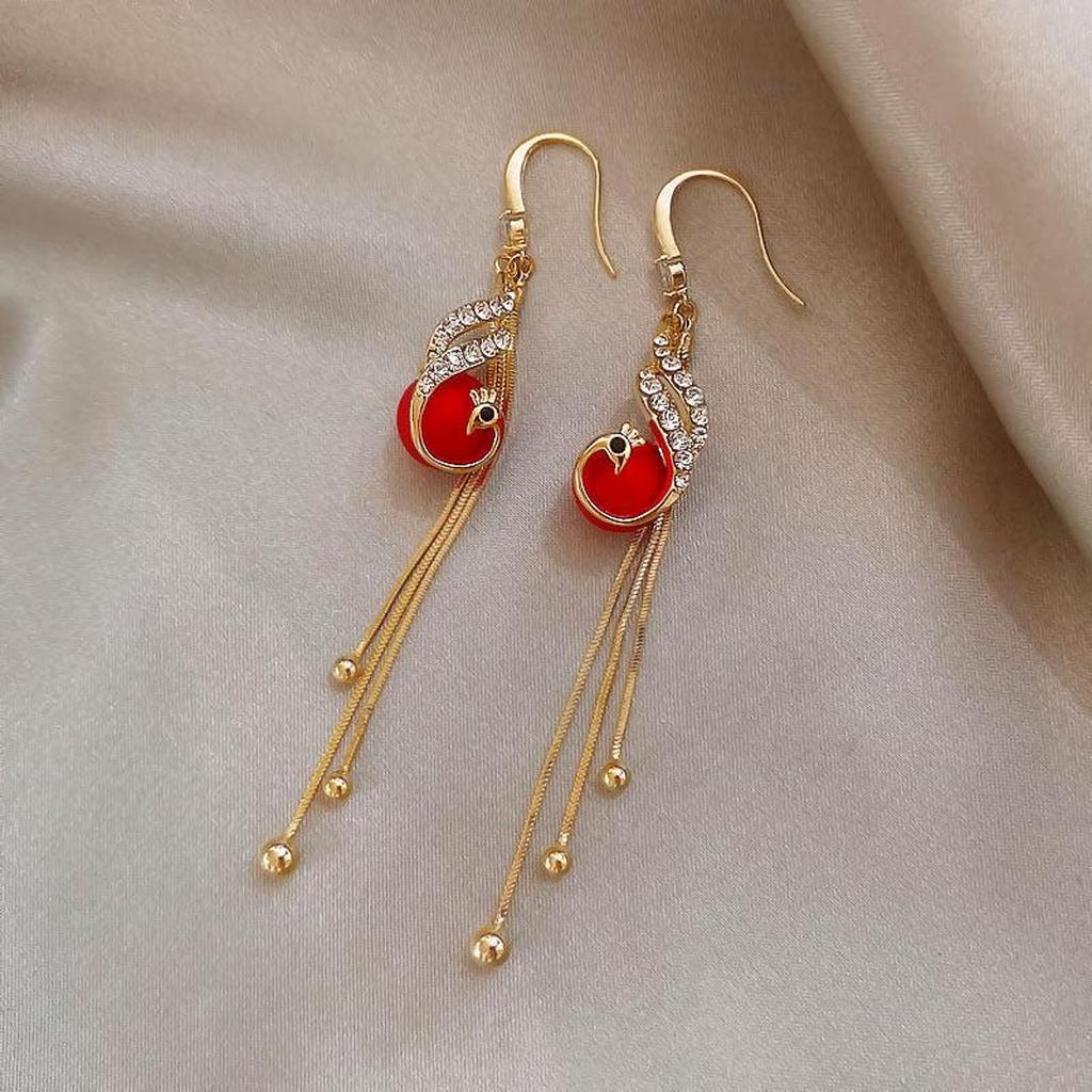 Festive Earrings with Blue Daisies