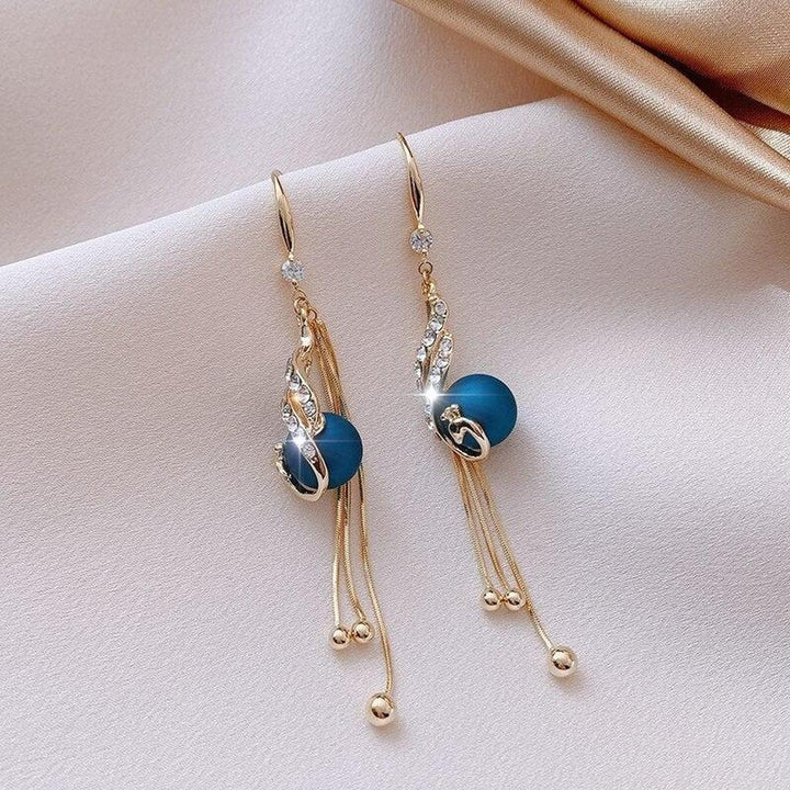 Festive Earrings with Blue Daisies