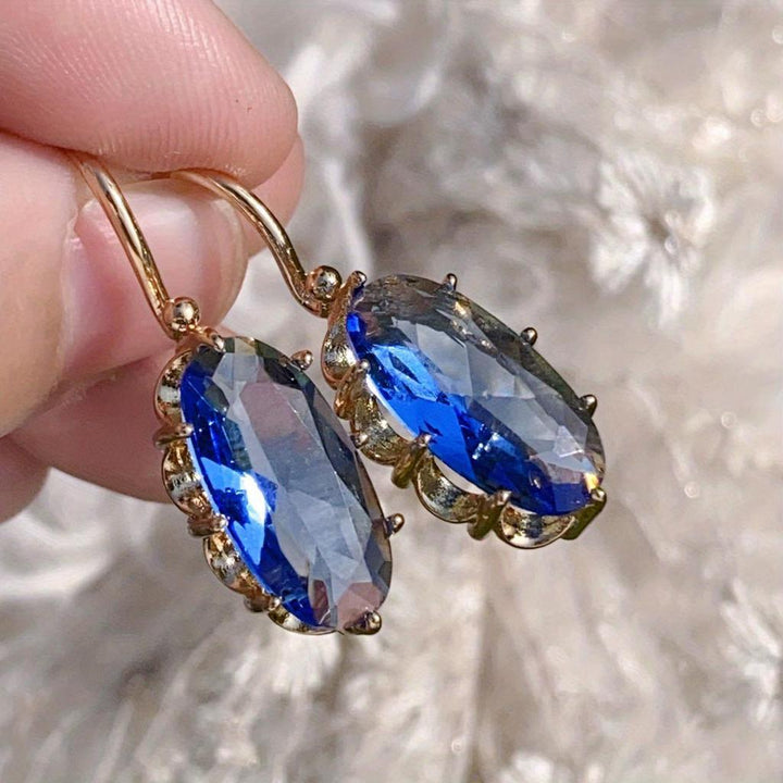 Golden Blue Flower Earrings | Gold