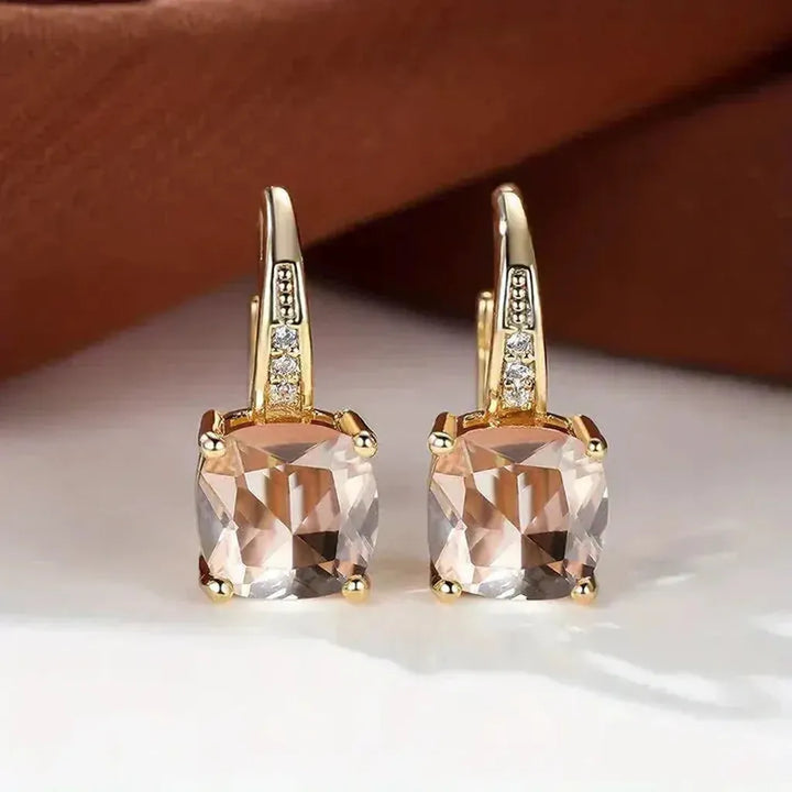 Golden Hoop Earrings with Mysterious Stones