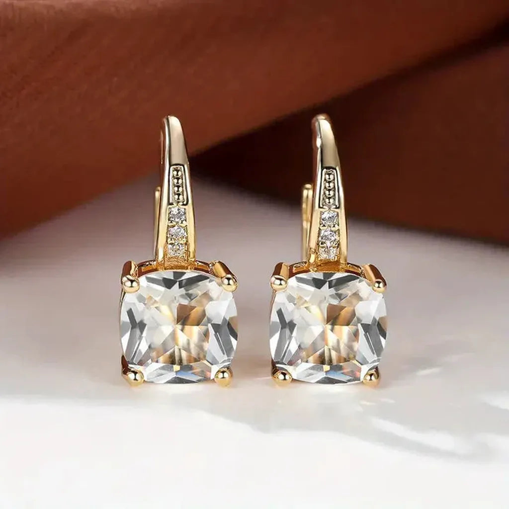Golden Hoop Earrings with Mysterious Stones