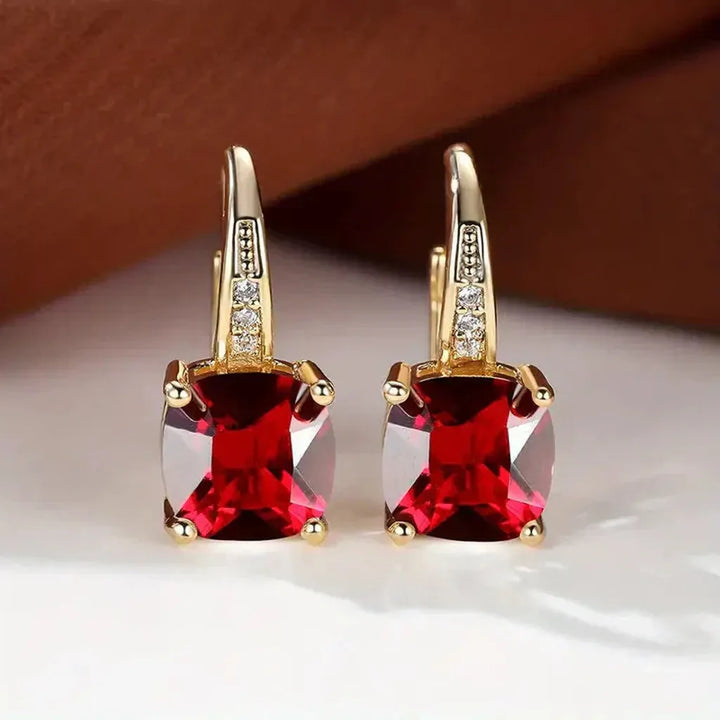 Golden Hoop Earrings with Mysterious Stones
