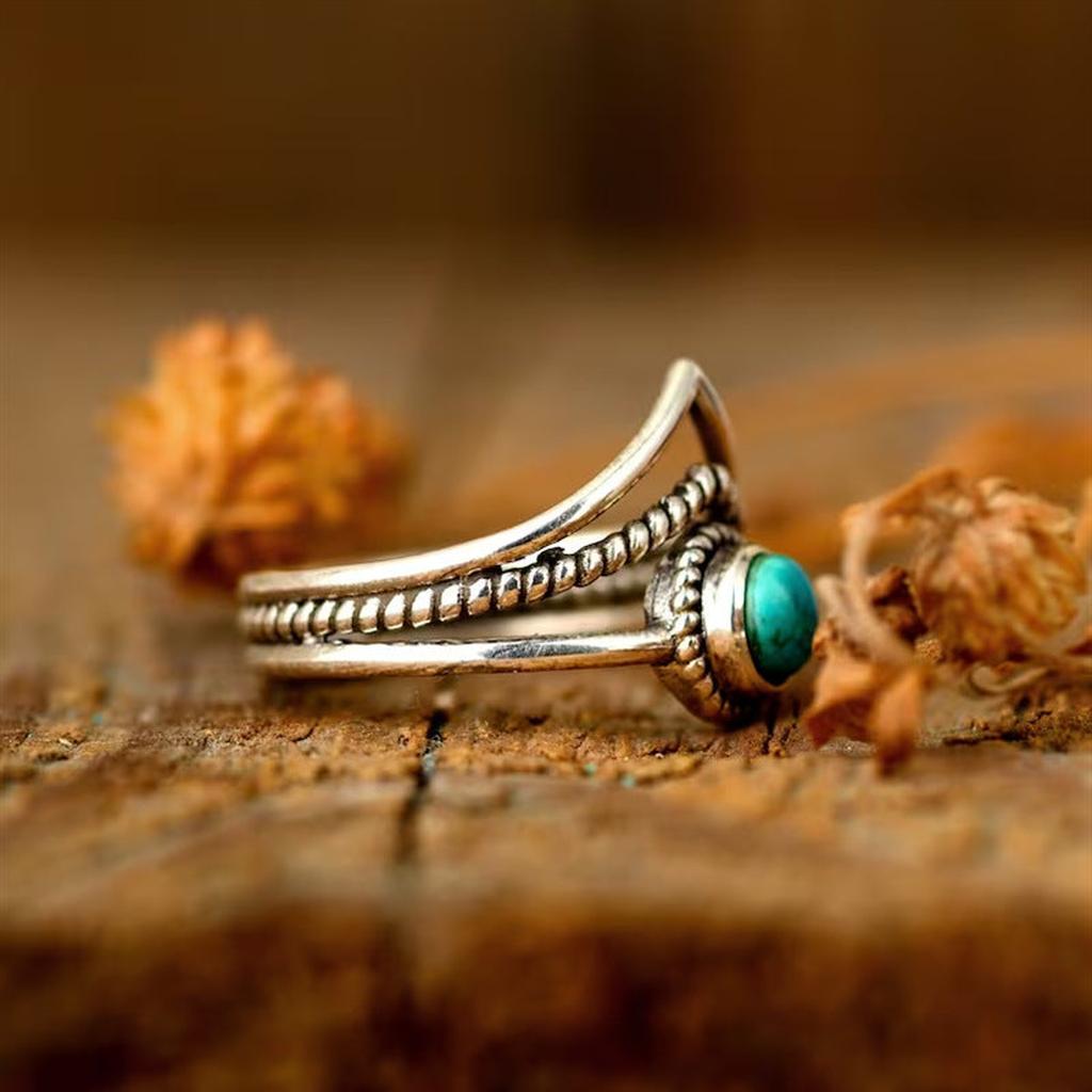 Gold Ring with Turquoise Beads