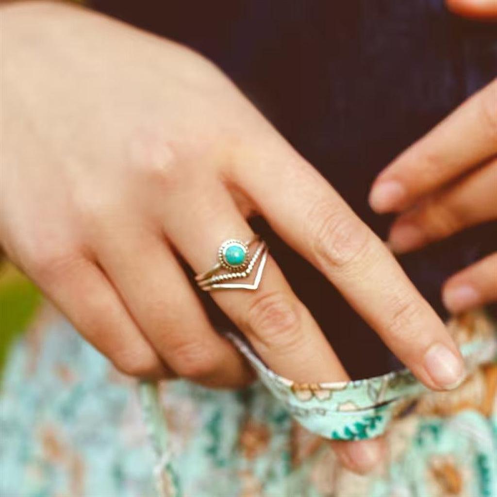 Gold Ring with Turquoise Beads