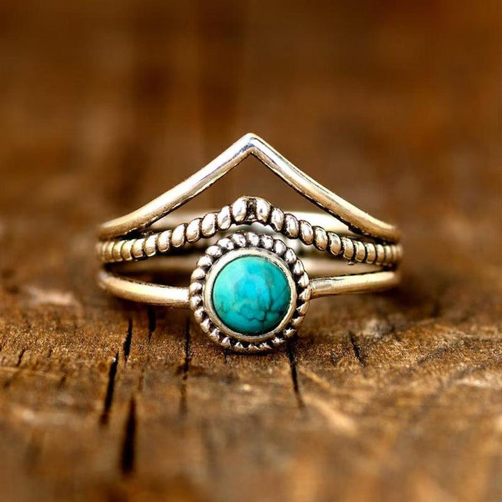 Gold Ring with Turquoise Beads