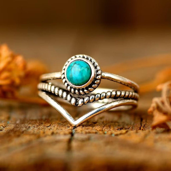Gold Ring with Turquoise Beads