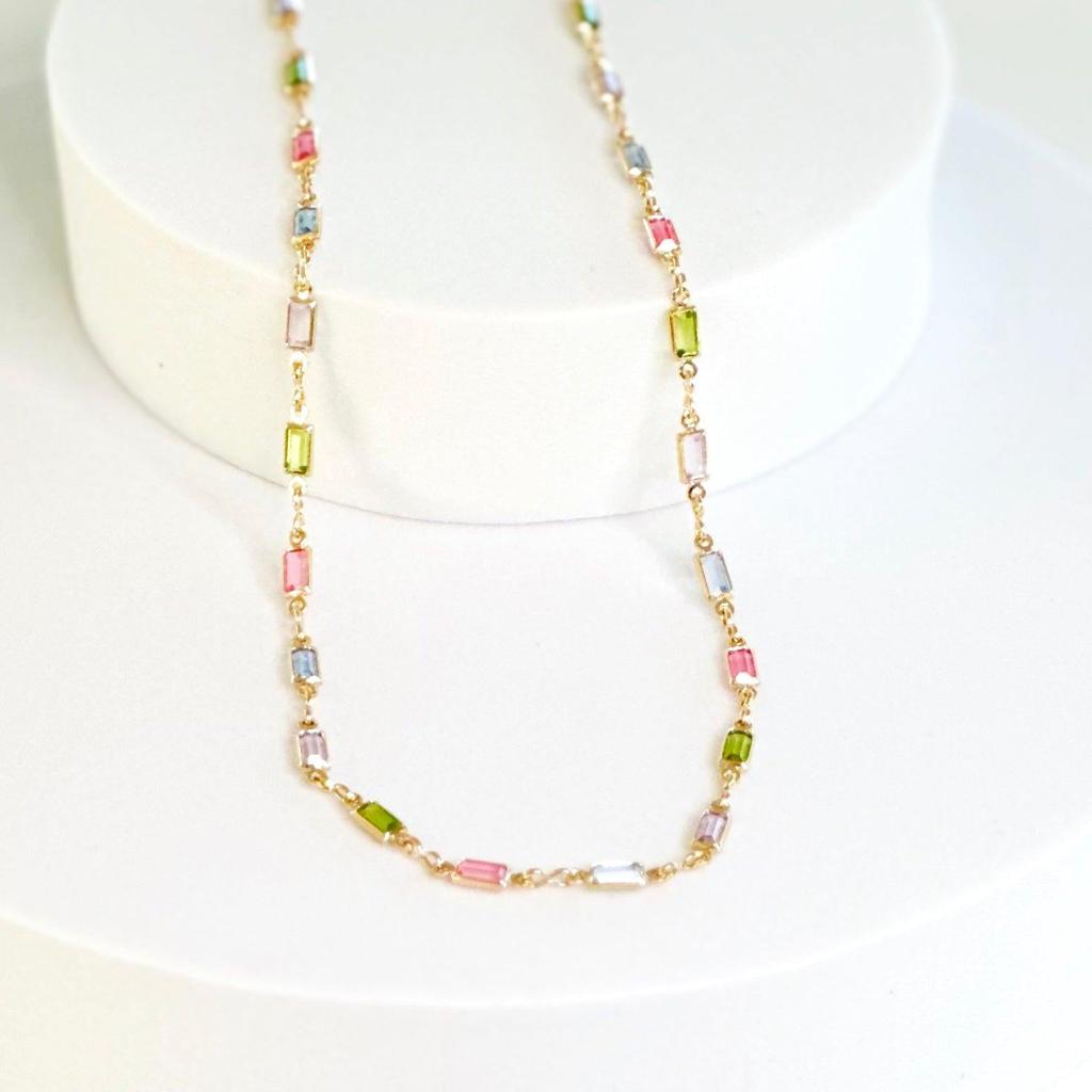 Isabella Necklace with Colourful Diamonds