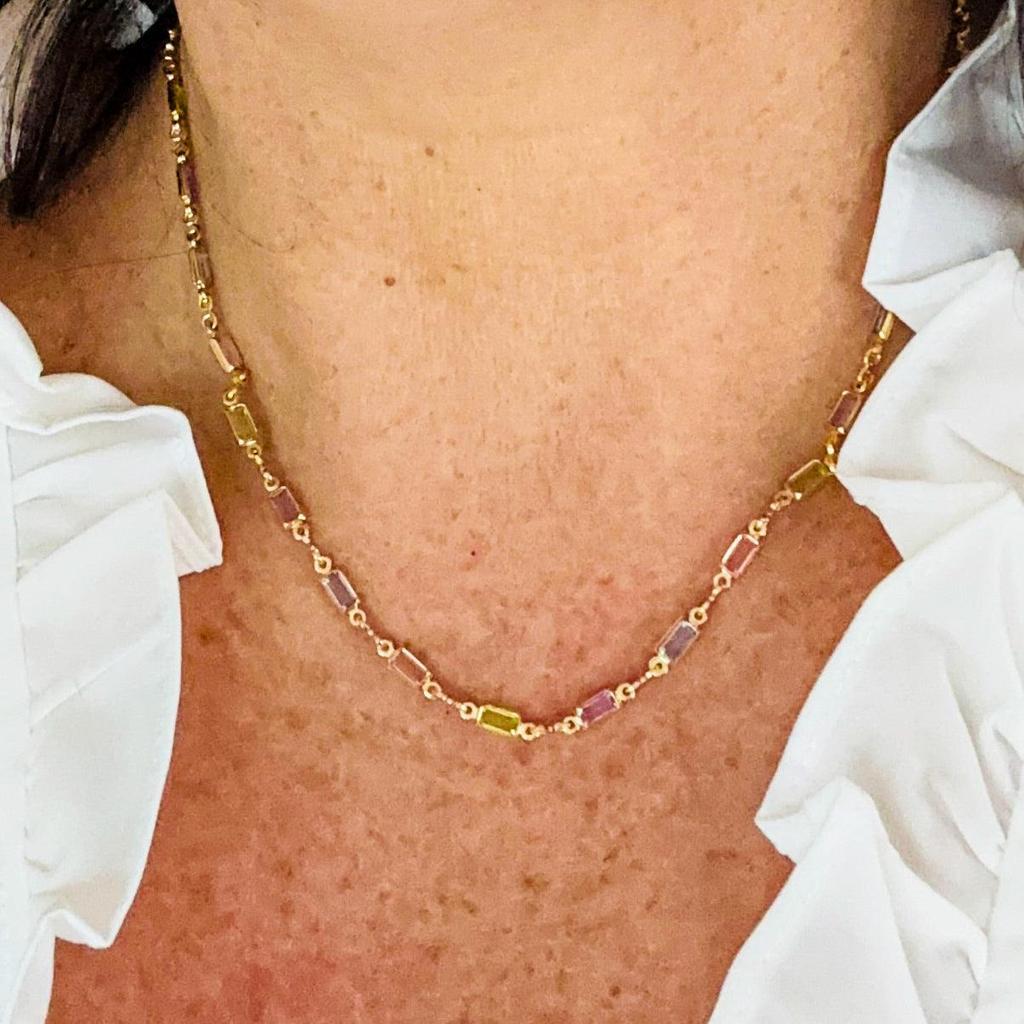 Isabella Necklace with Colourful Diamonds
