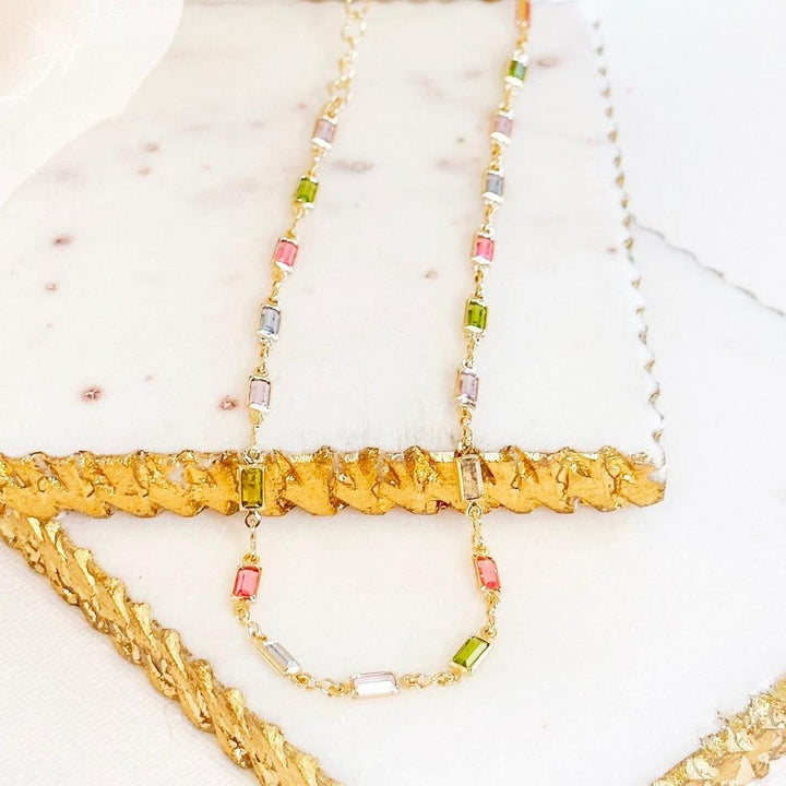 Isabella Necklace with Colourful Diamonds