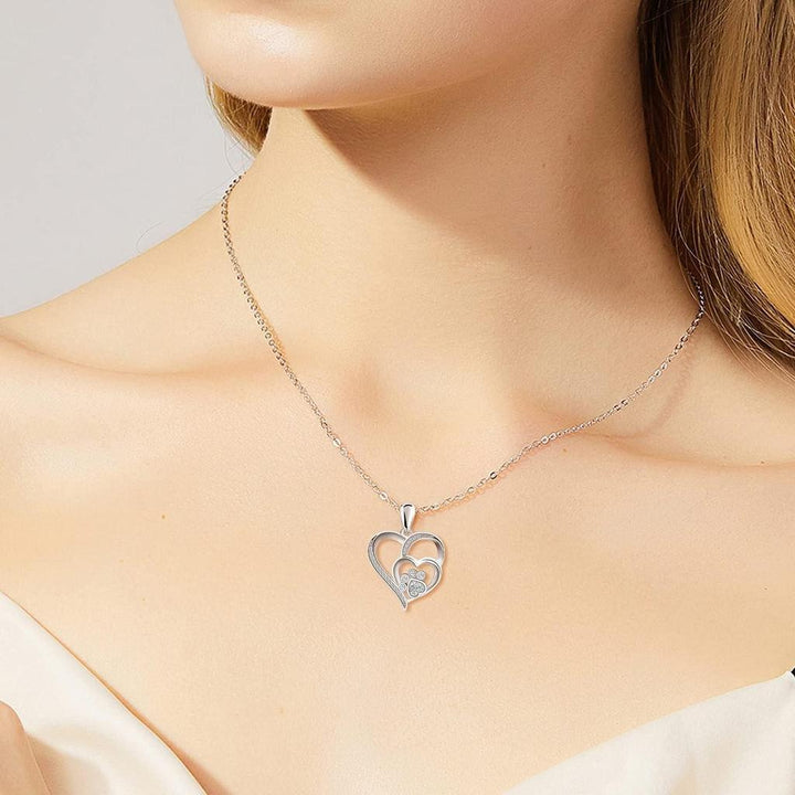 White Gold Necklace with Paw and Heart with Diamonds