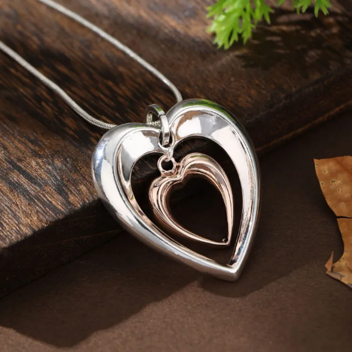 Two-Tone Heart-Shaped Pendant Necklace