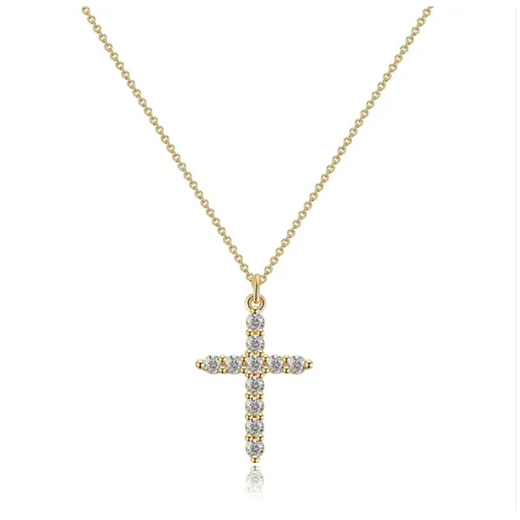 Necklace with Cross and Crown made of Diamonds