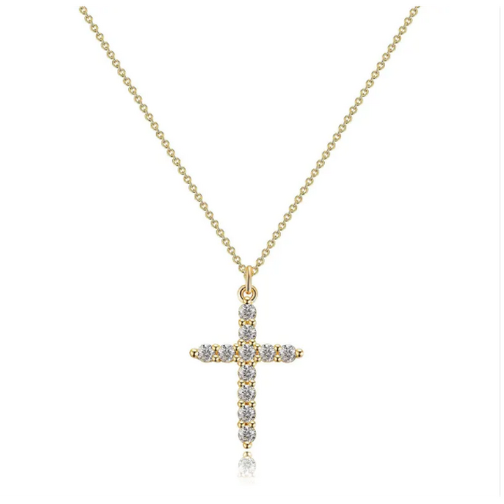 Necklace with Cross and Crown made of Diamonds