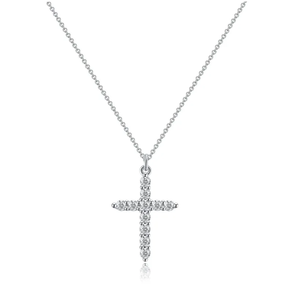 Necklace with Cross and Crown made of Diamonds
