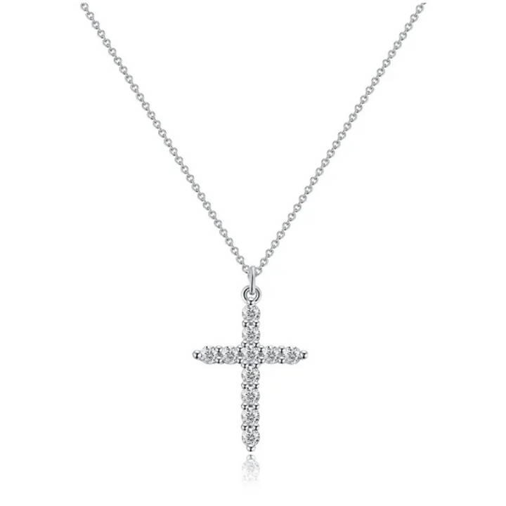 Necklace with Cross and Crown made of Diamonds